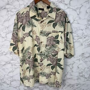 Cellini Men’s Tropical Shirt Size L 100% Silk Casual Button Down #F665